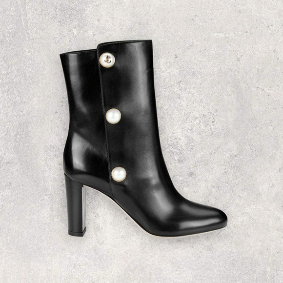 Jimmy Choo Rina 85 Leather Ankle Boots Size 38 (8) NIB - Picture 1 of 15